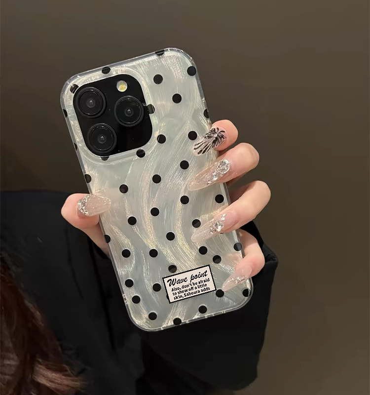 羽纱黑波点气质手机壳小众渐变壳
