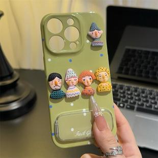 小人偶镜面支架适用iphone16promax手机壳苹果13菲林14华为mate70卡通vivo小米15防摔oppo硬壳12红米k80荣耀