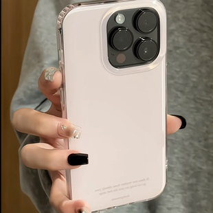 ins韩系粉适用苹果16手机壳iPhone15promax新款p70华为mate60荣耀300简约vivos20潮oppo小米14红米13/12防摔