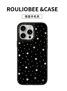 满屏黑色小星星适用iPhone15promax手机壳苹果14pro新款16promax创意13韩系12保护套11潮牌镜面15plus防摔16