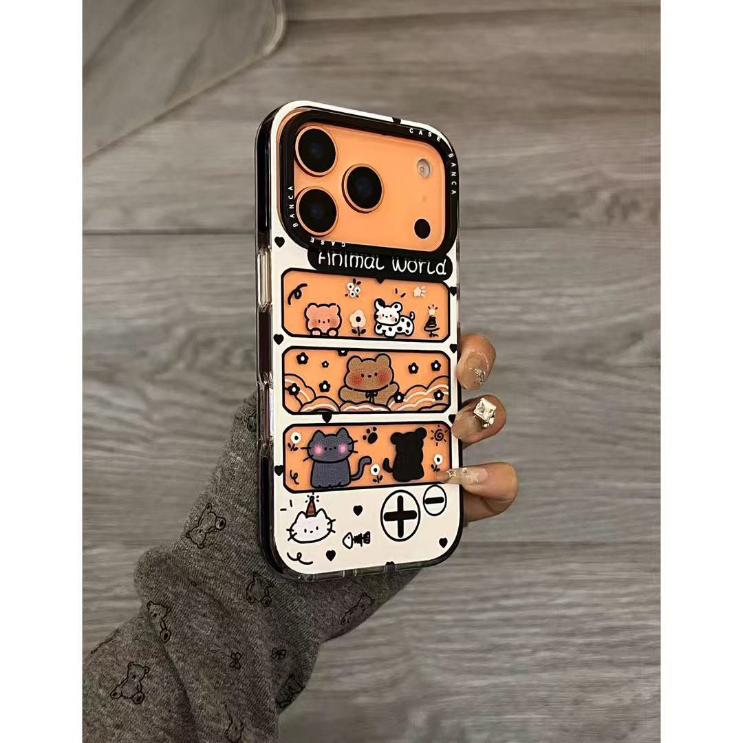 趣味猫咪框框适用iPhone15promax手机壳苹果14pro新款16promax卡通13可爱12保护套11硅胶防摔15plus三合一17p