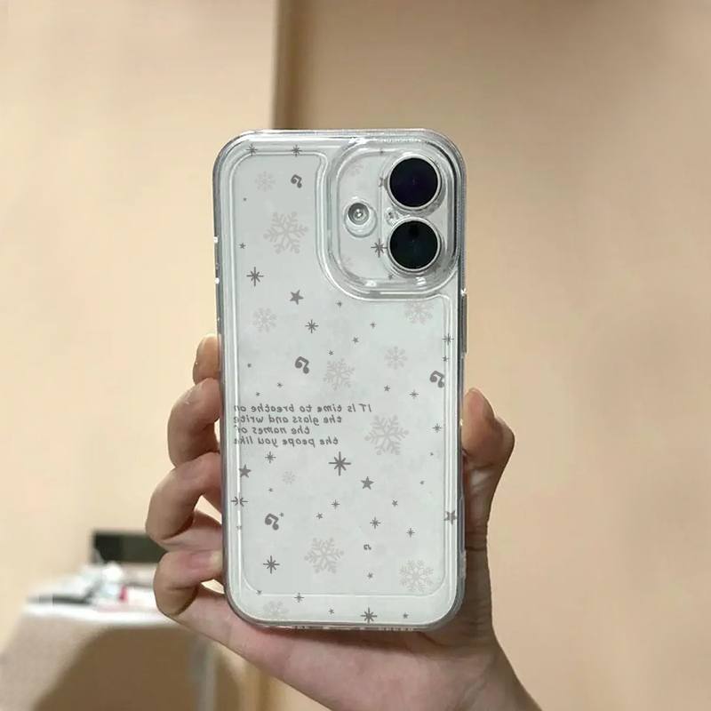 满屏雪花音乐适用苹果17手机壳iPhone15promax新款16华为p70荣耀300防摔13小米14透明vivo全包oppo软壳findx8