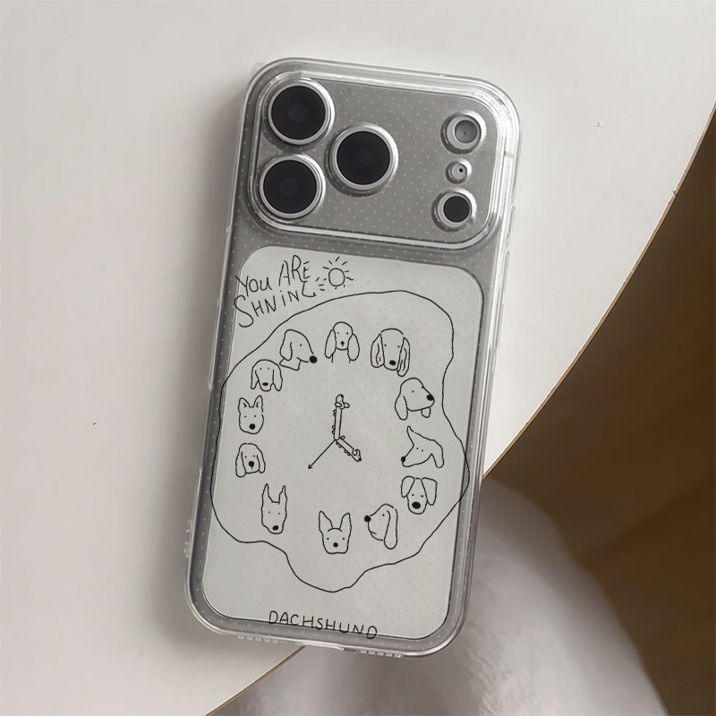 狗头时钟适用苹果17pro手机壳iPhone16promax新款14华为p70荣耀500防摔13小米15透明vivo全包oppo软iqooneo11