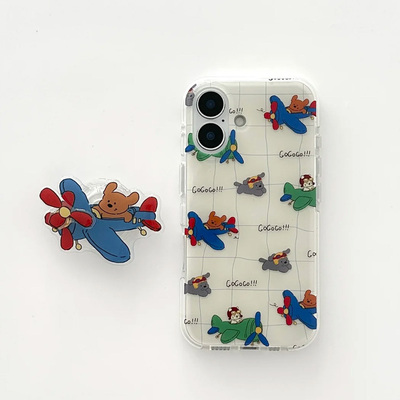 旋转飞机小狗支架手机壳创意