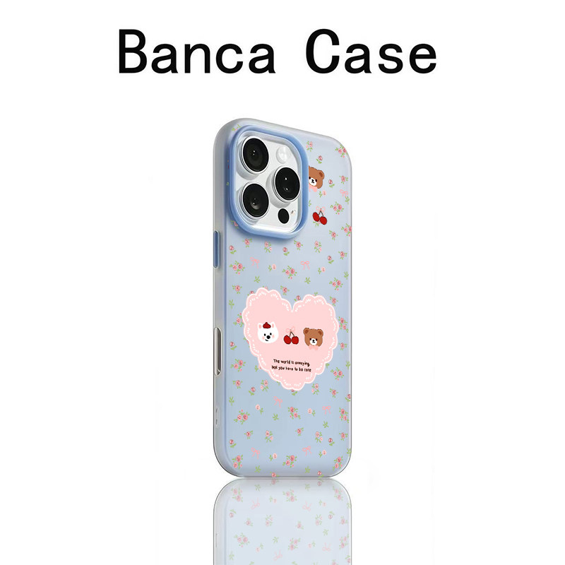 碎花爱心小熊适用iPhone16promax手机壳苹果15pro可爱14promax肤感13promax果冻二合一12全包防摔16卡通17pro