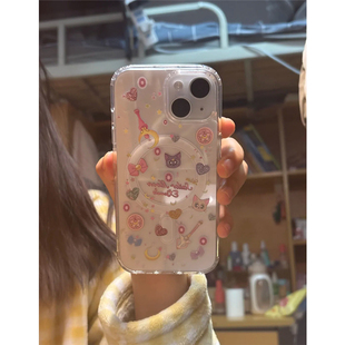 魔法美少女适用iPhone16promax无线充电磁吸手机壳15promax新款13透明14promax卡通11可爱12创意16防摔17pro