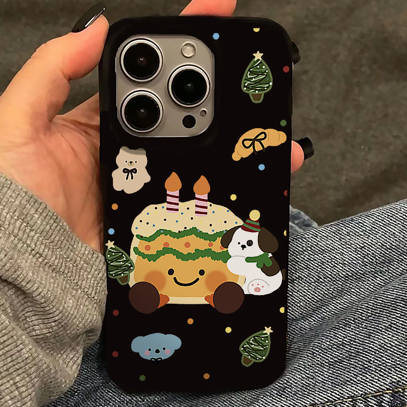 圣诞蛋糕插画手机壳趣味亮黑壳