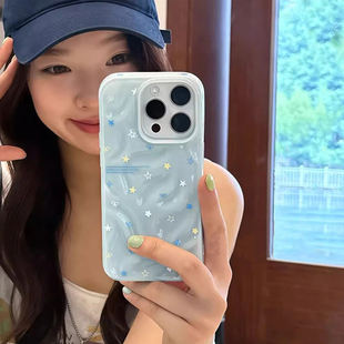 褶皱星星插画适用iPhone15promax手机壳苹果14pro新款16promax日韩风13趣味12保护套11硅胶防摔15plus软壳女