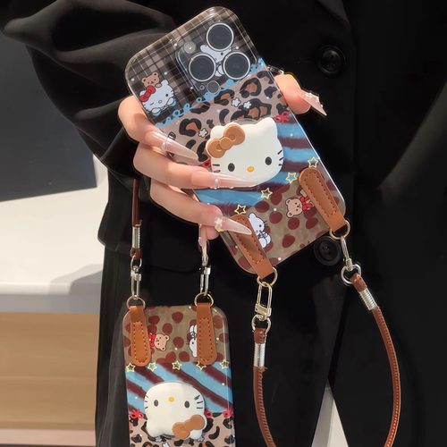 网红甜酷个性豹纹凯蒂猫手机壳