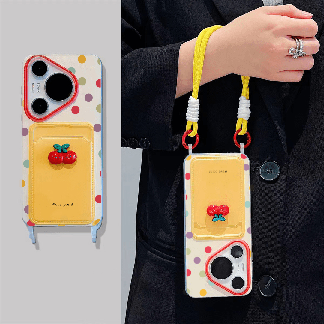 少女时尚带挂绳卡包壳网红手机壳