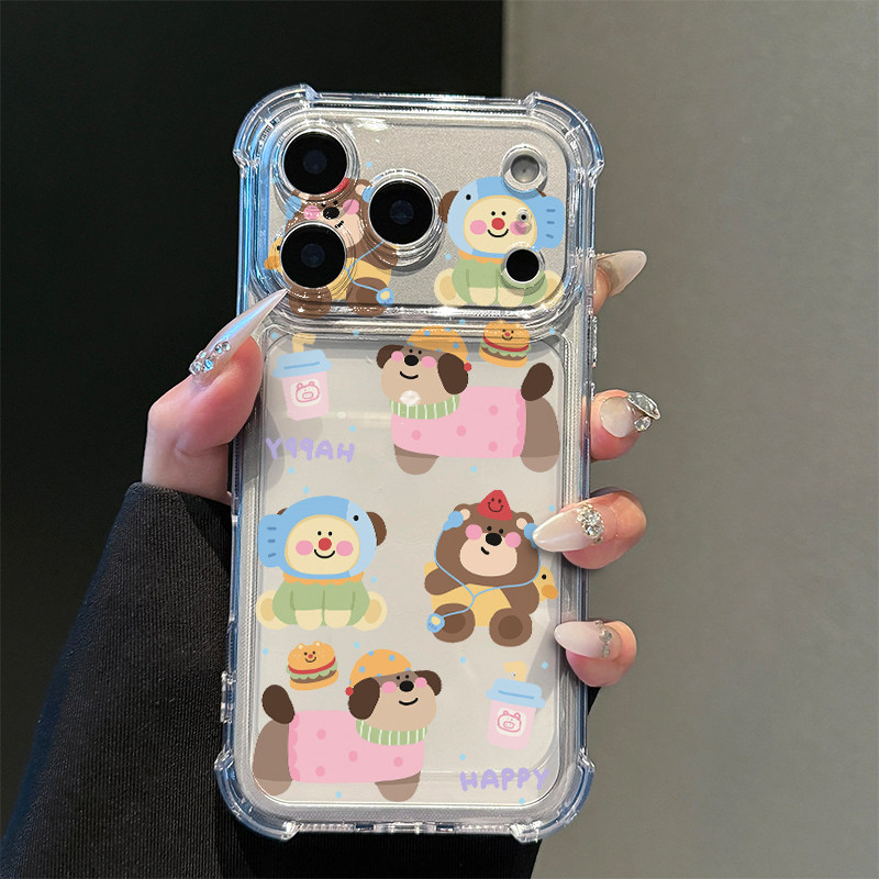 汉堡帕皮狗适用iPhone17promax苹果16pro手机壳15华为mate70pro透明气囊vivo荣耀400全包13防摔14小米17oppo