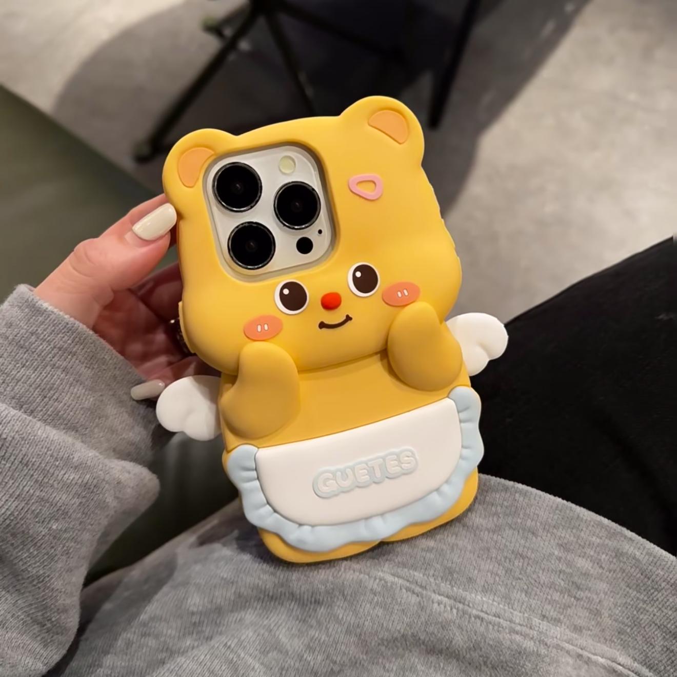 趣味可爱立体硅胶黄油小熊手机壳