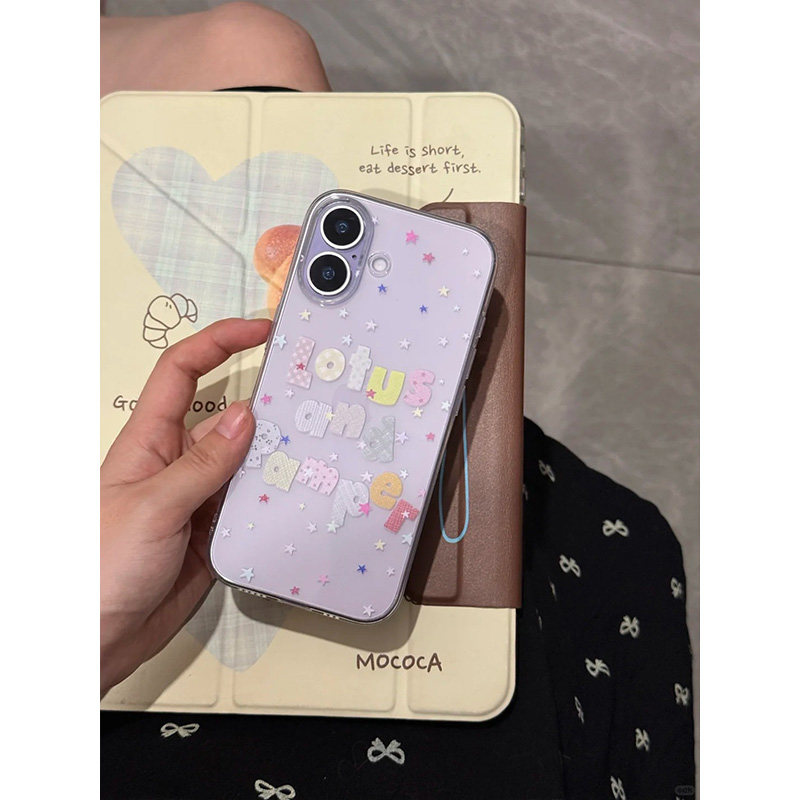 英文星星适用苹果17手机壳iPhone15promax新款16pro华为p70荣耀300防摔13小米14透明vivo全包oppo软壳findx8