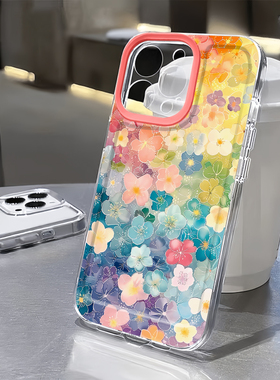 彩色花朵适用苹果16pro手机壳iPhone15promax新款13华为mate60荣耀200防摔12小米14清新vivo全包oppo软壳k70