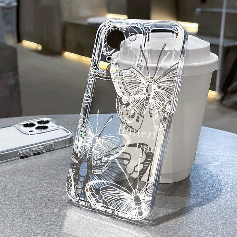 小众创意全包透明线条手机壳防摔