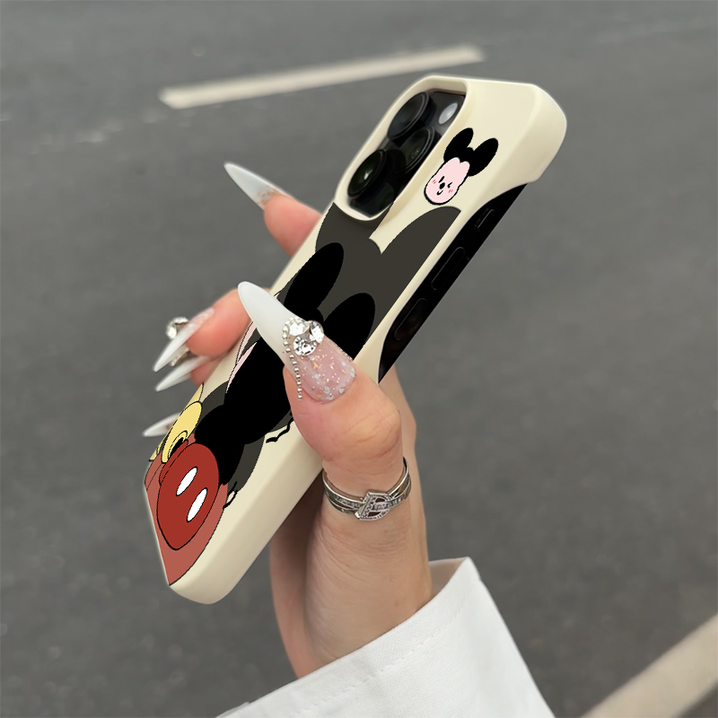 背影米奇适用iPhone13pro手机壳可爱苹果15promax新款马卡龙色11潮牌爆款14promax软壳12半包15plus保护套男