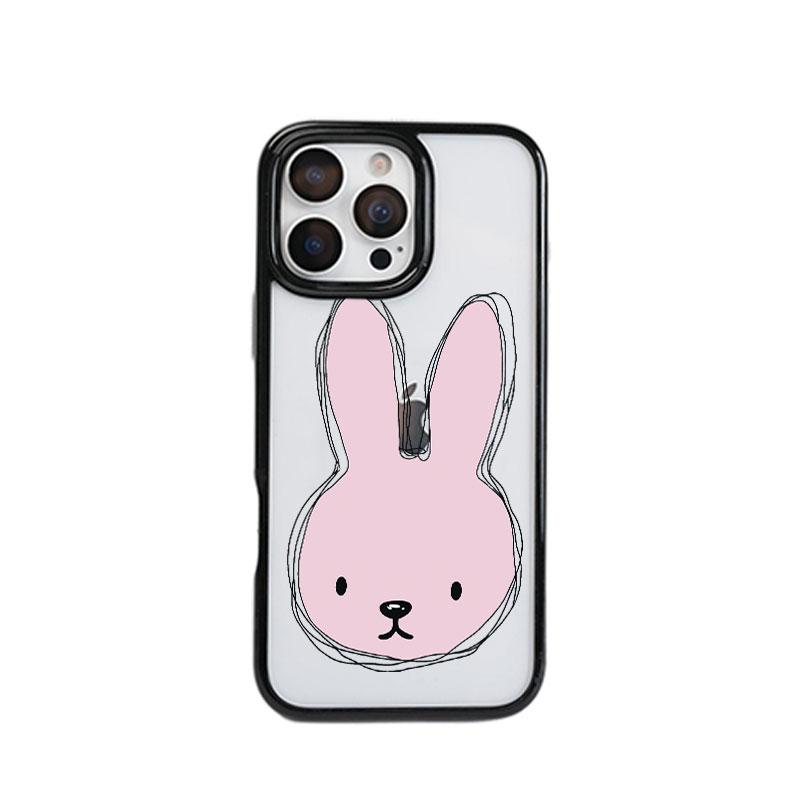 粉色素描米菲兔适用iPhone15promax手机壳苹果14pro新款16pro卡通13可爱12软边亚克力保护套11防摔15plus女款