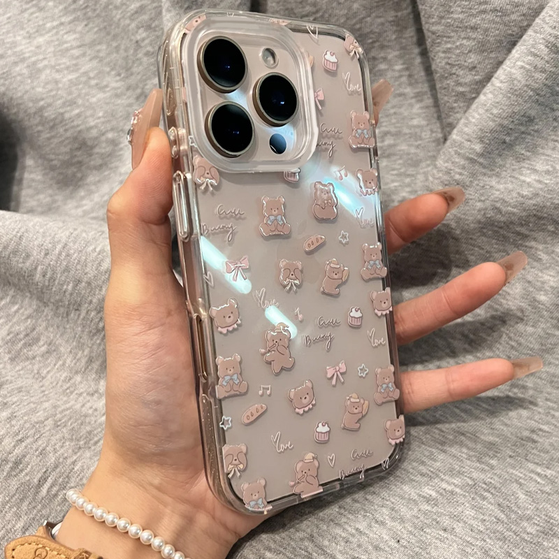 奶呼呼小熊适用苹果16pro手机壳iPhone15promax新款13华为mate60荣耀90防摔12小米14透明vivo全包oppo软壳k70