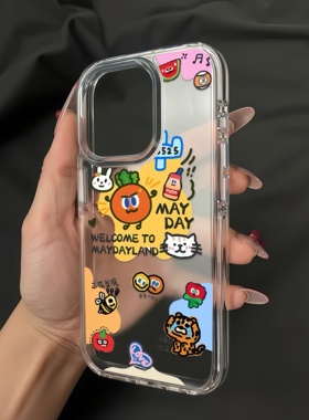 彩色涂鸦适用16pro手机壳iPhone15promax新款13华为mate60pr荣耀200防摔12小米14透明vivos20全包oppo软壳k70