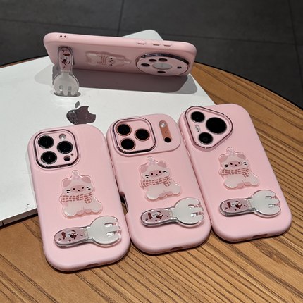叉子支架适用苹果16promax手机壳iPhone15新款17华为mate70荣耀vivos20贴件oppo13小米15红米note14卡通12套