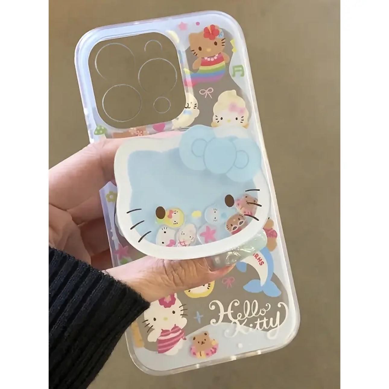 蓝凯蒂支架适用苹果16手机壳iPhone15promax新款13华为mate60荣耀200防摔12小米14透明vivox100全包oppo软k70