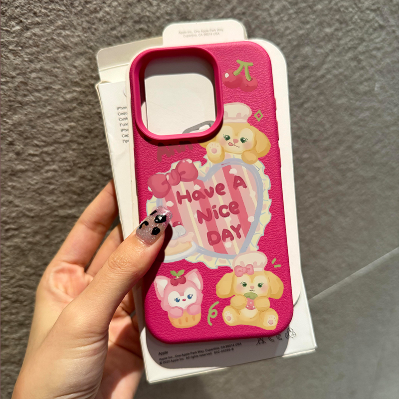 ins皮纹樱桃饼饼16新款软壳创意