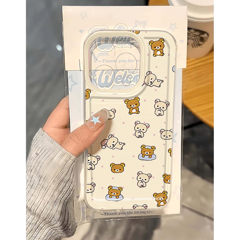 趣味轻松熊适用苹果16pro手机壳iPhone15promax新款13华为mate60荣耀200防摔12小米14透明vivo全包oppo软k70