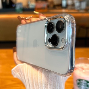 带防尘网金属镜头按键适用苹果16手机壳iphone13promax高清透明新款 15pro大孔简约14plus保护套12软边17硅胶