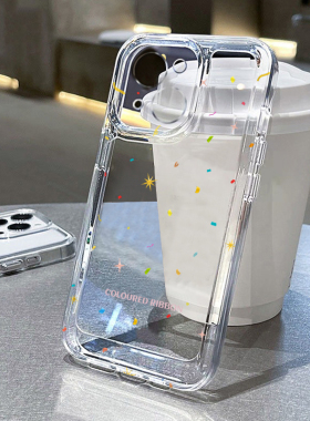 彩色碎片适用苹果13手机壳iPhone15promax新款16pro华为mate60荣耀90防摔11小米14透明vivo12小众oppo软壳k70
