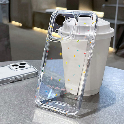 彩色碎片适用苹果13手机壳iPhone15promax新款16pro华为mate60荣耀90防摔11小米14透明vivo12小众oppo软壳k70