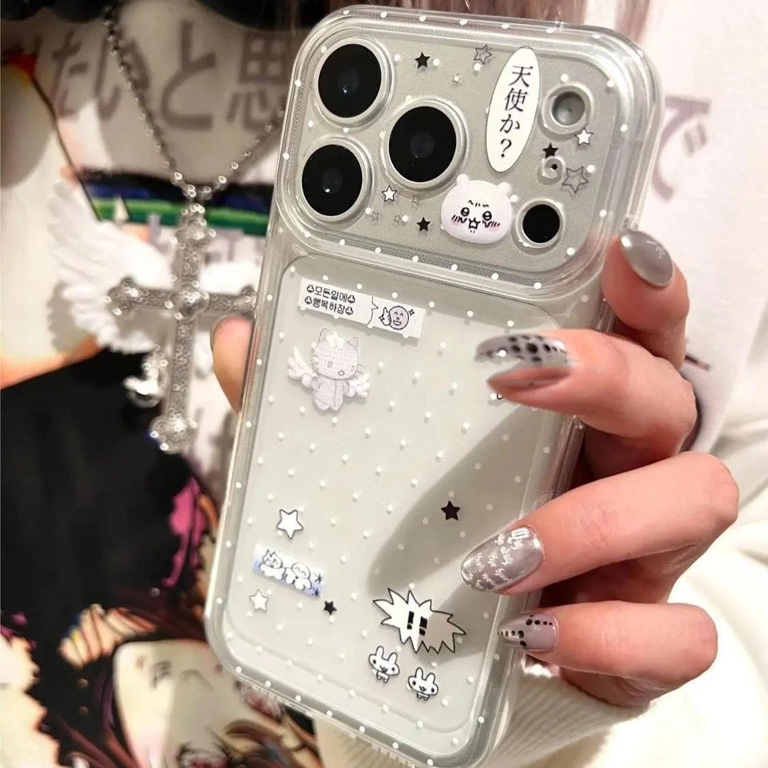 波点小天使适用苹果17pro手机壳iPhone16promax新款14华为p70荣耀500防摔13小米15透明vivo全包oppo软壳13pro