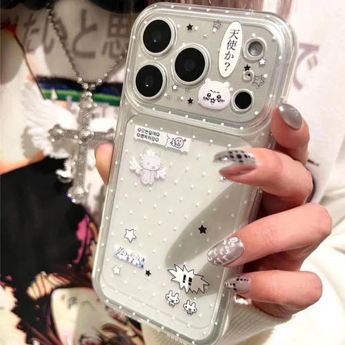 波点小天使适用苹果17pro手机壳iPhone16promax新款14华为p70荣耀500防摔13小米15透明vivo全包oppo软壳13pro