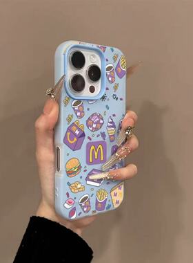 紫色麦当薯条适用iPhone16promax手机壳苹果15pro新款14promax肤感13果冻12保护套11硅胶防摔16plus卡通17pro