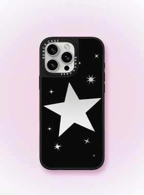 ins闪耀黑色星星适用iPhone15promax手机壳苹果14pro新款16promax可爱13卡通12保护套11潮牌镜面15plus防摔16