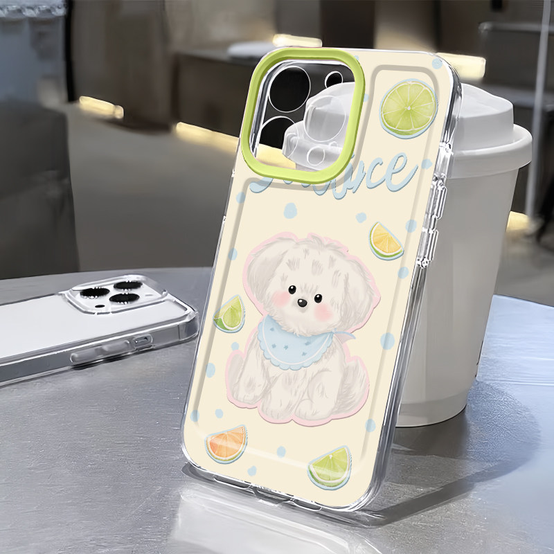 青柠檬小狗适用苹果17pro手机壳iPhone16promax新款14华为p70荣耀500防摔13小米15透明vivo全包oppo软壳13pro