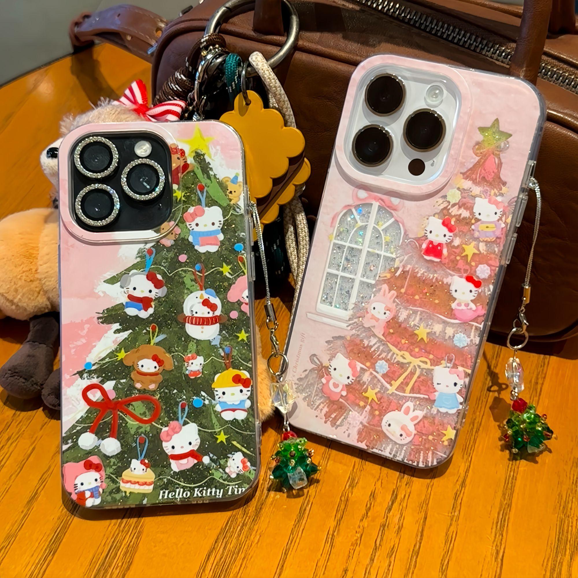 圣诞树kt猫闪粉手机壳创意小众