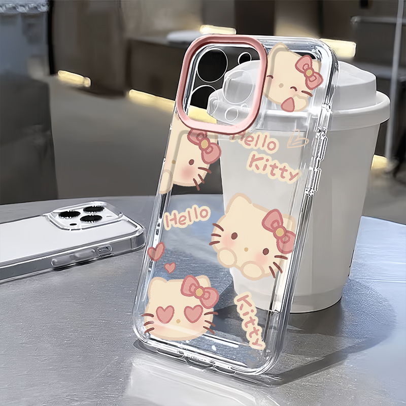 爱心凯蒂适用苹果16pro手机壳iPhone15promax新款13华为mate60荣耀200防摔12小米14透明vivo全包oppo软壳k70