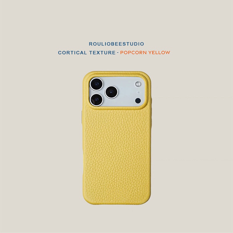 黄色皮纹适用苹果17pro手机壳iphone15pro新款16promax肤感11简约纯色14保护套12华为mate70时尚p60男女高级