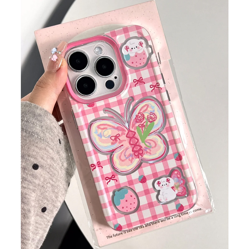童趣蝴蝶适用苹果16pro手机壳iPhone15promax新款13华为mate60荣耀200防摔12小米14透明vivo全包oppo软壳k70