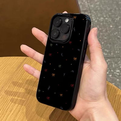 小清新超薄亮黑手机壳几何小花