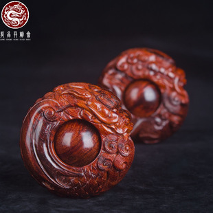 印度小叶紫檀时来运转手把件麒麟鱼化龙款男士盘玩木把玩送礼