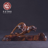 海南黄花梨猎豹摆件老油梨名师雕刻吉祥木雕送礼孤品 一路捷报
