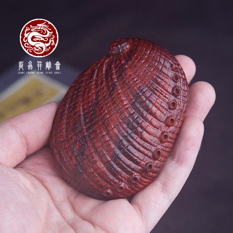 印度小叶紫檀鲍鱼手把件创意雕刻男士随身把玩盘玩吊坠个性把件