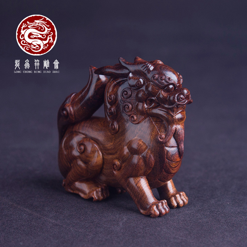 海南黄花梨紫油梨湘工貔貅摆件老料男士盘玩把件茶宠家居摆件孤品