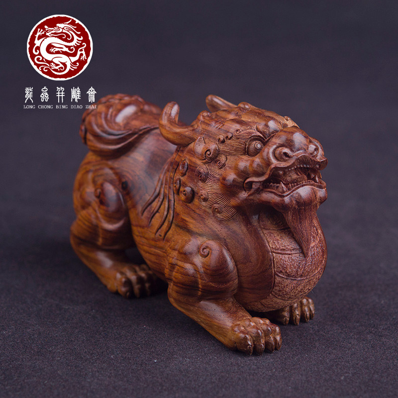 【华艺】海南黄花梨貔貅摆件老油梨湘工大师雕刻男士文玩把件送礼