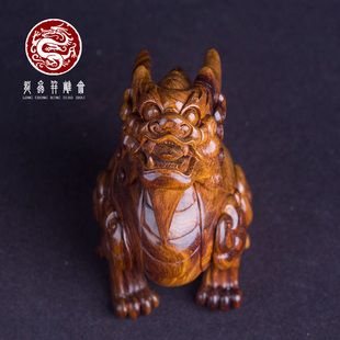 海南黄花梨貔貅摆件老料鬼脸湘工望天吼红木雕件长辈领导送礼孤品