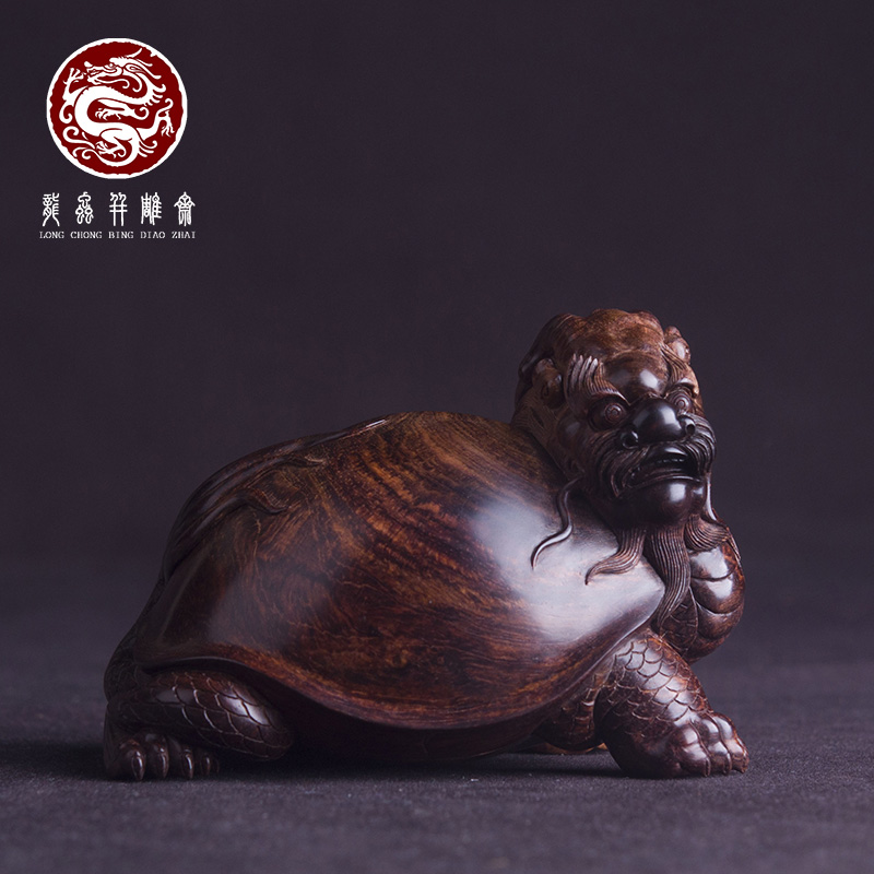 【湘工华艺】海南黄花梨紫油梨大龙龟摆件老料大师作品收藏送礼