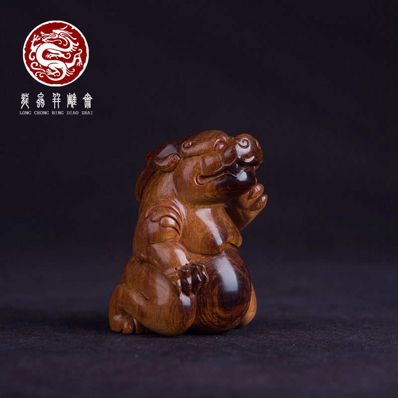 【胖龙】海南黄花梨龙把件老料湘工雕刻男士龙年把件趣味小摆件