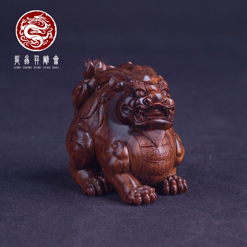 【湘工华艺】海南黄花梨老油梨貔貅摆件男士文玩盘玩红木收藏孤品