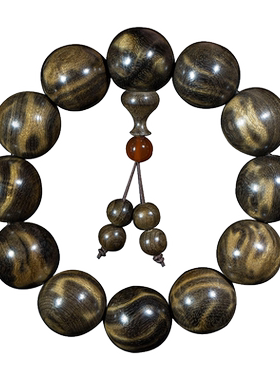 金丝楠木乌木虎皮纹佛珠手链